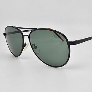 SunGear Classic Vegas 613560 Black Frame G15 Green Glass Lens Aviator Sunglasses
